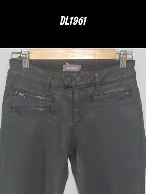 DL1961 pants womens size 27 4 black zipper accents double button cropped skinny